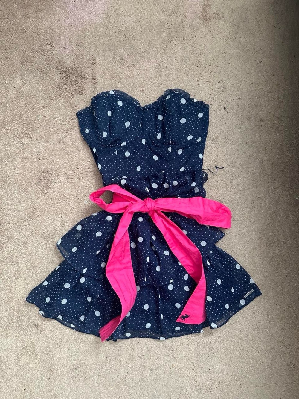 NWT Vintage Y2K Abercrombie & Fitch Ruffle Polka Dot Chiffon Mini Dress